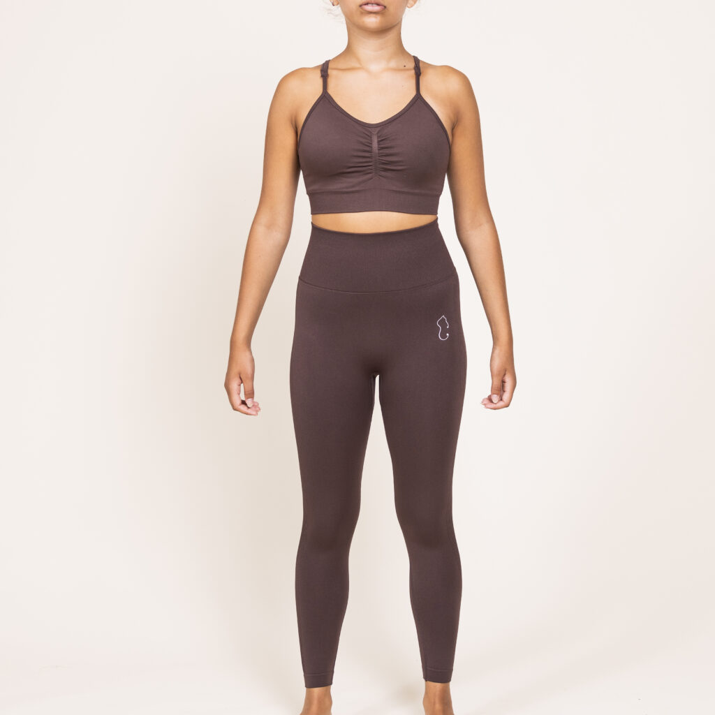 Scrunched Yoga Bra - Cocoa Brown
