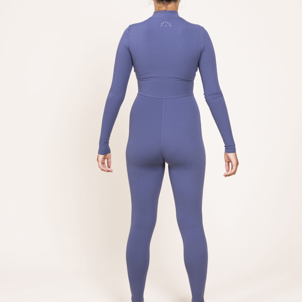 Long-Sleeve Full-Length Bodysuit - Navy Blue - Image 3