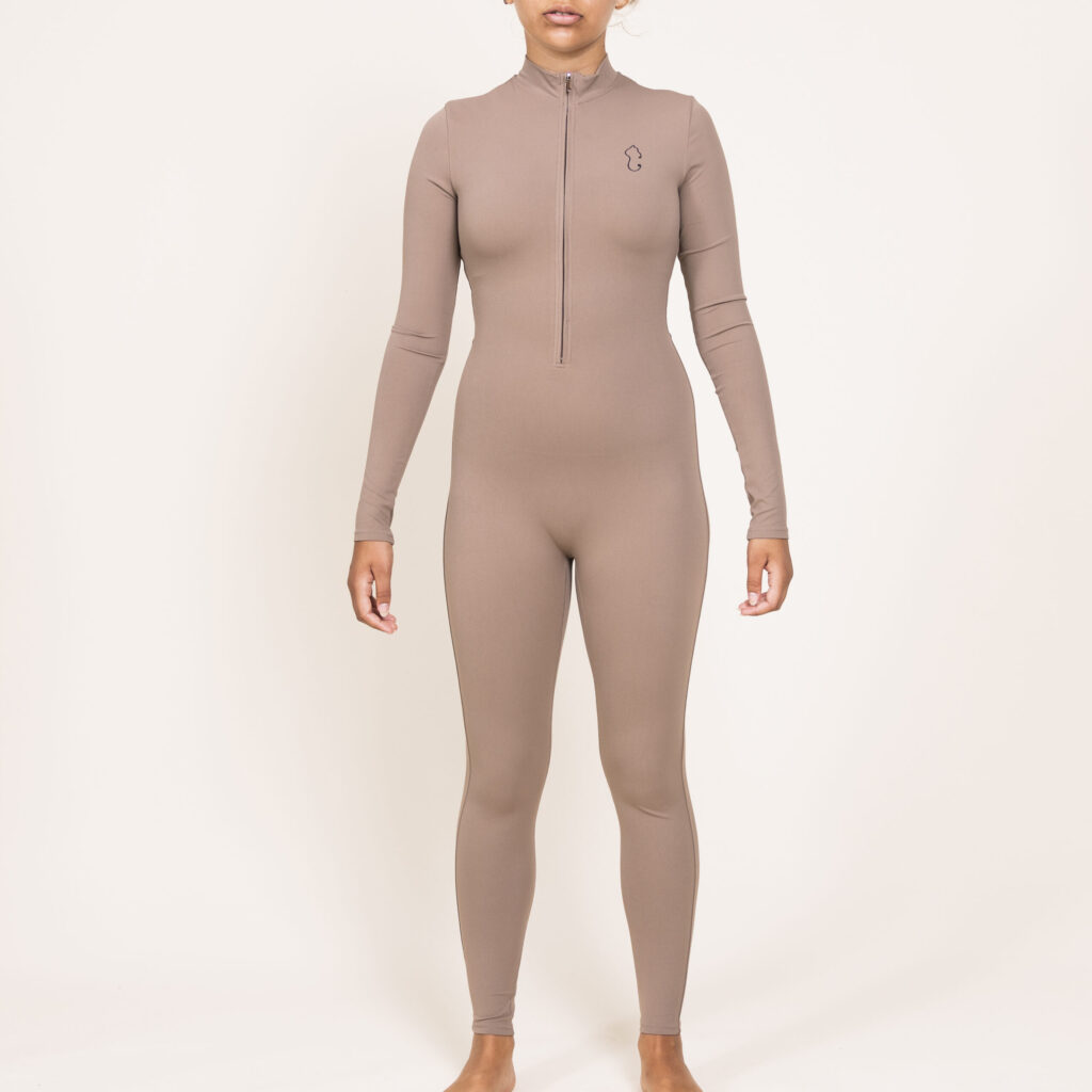Long-Sleeve Full-Length Bodysuit - Almond Beige - Image 6