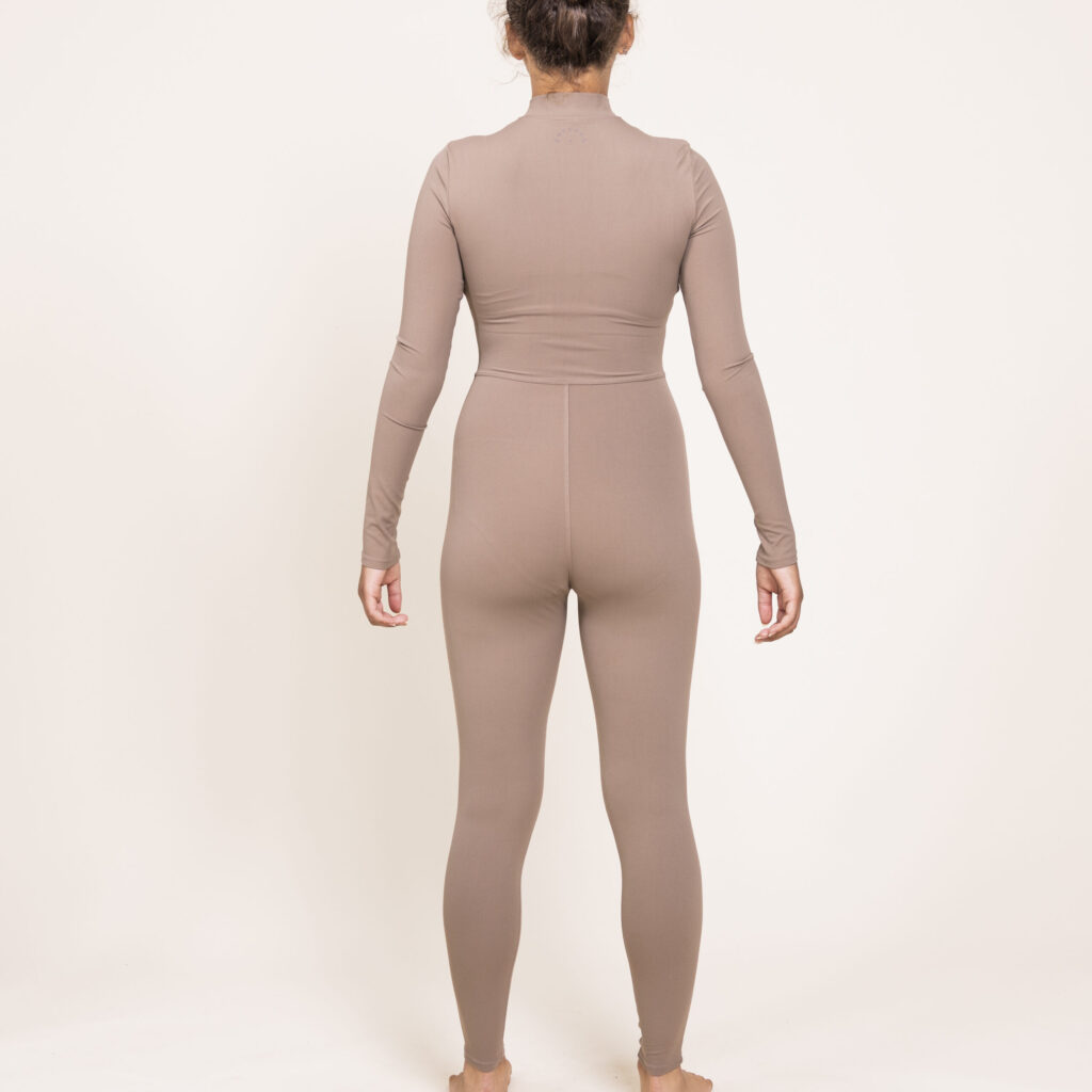 Long-Sleeve Full-Length Bodysuit - Almond Beige - Image 7