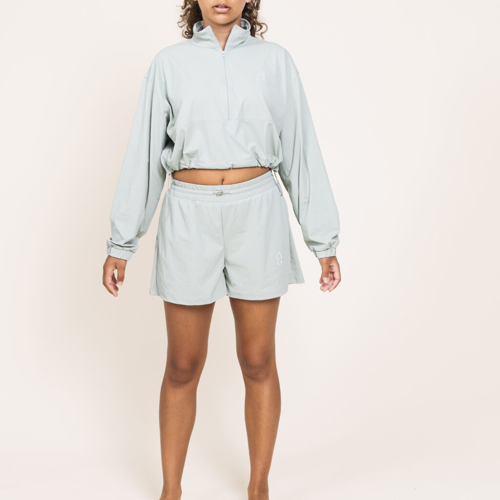 Breezy Cropped Windbreaker Jacket - Eucalyptus Green - Image 7