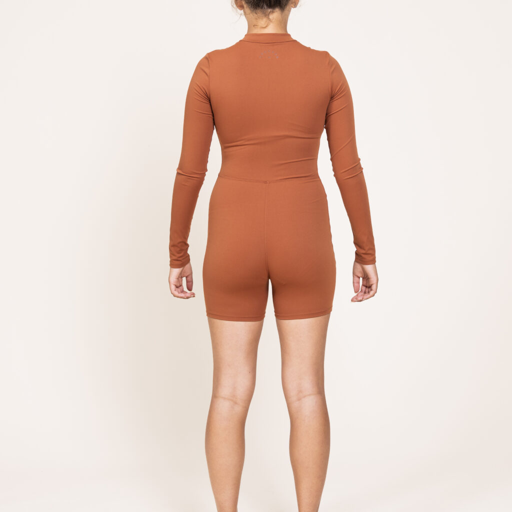 Long-Sleeve Short Bodysuit - Rust Orange - Image 10